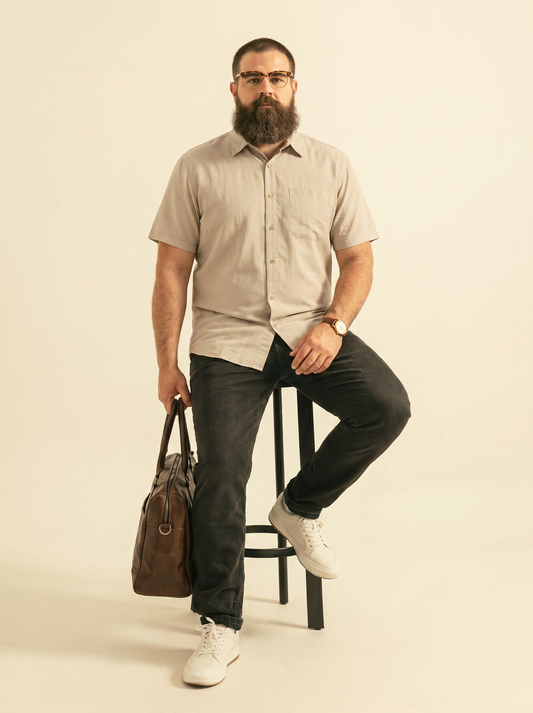 Plus-size men's spring-summer lyocell linen shirt, short-sleeved, casual, breathable, cool, loose, lightweight, comfortable for summer