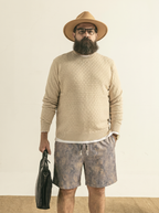 Plus-size men's pineapple texture jacquard knit casual versatile loose shorts