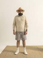Plus-size men's pineapple texture jacquard knit casual versatile loose shorts