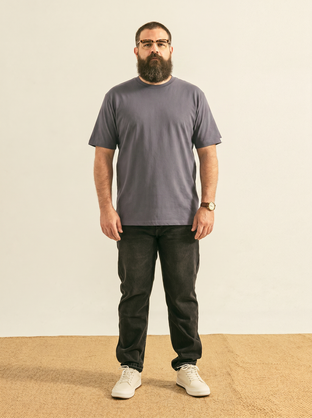 Men's Versatile American Solid Tee - Loose Fit Basic Undershirt