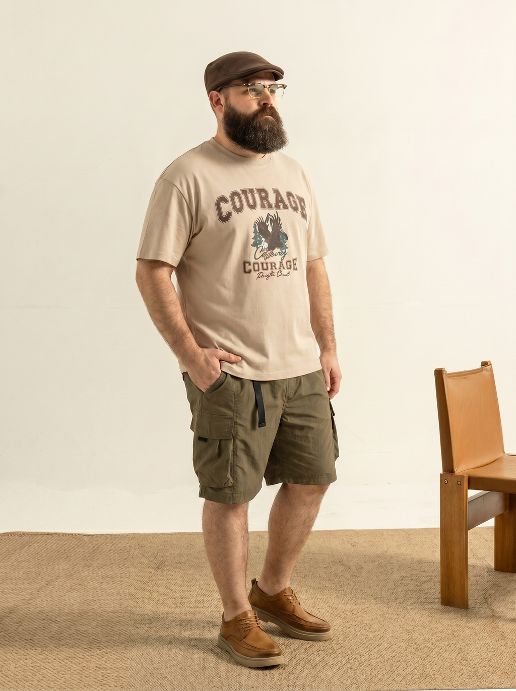 Men's spring and autumn workwear shorts with multiple pockets at the waist, drawstring shorts with functional design