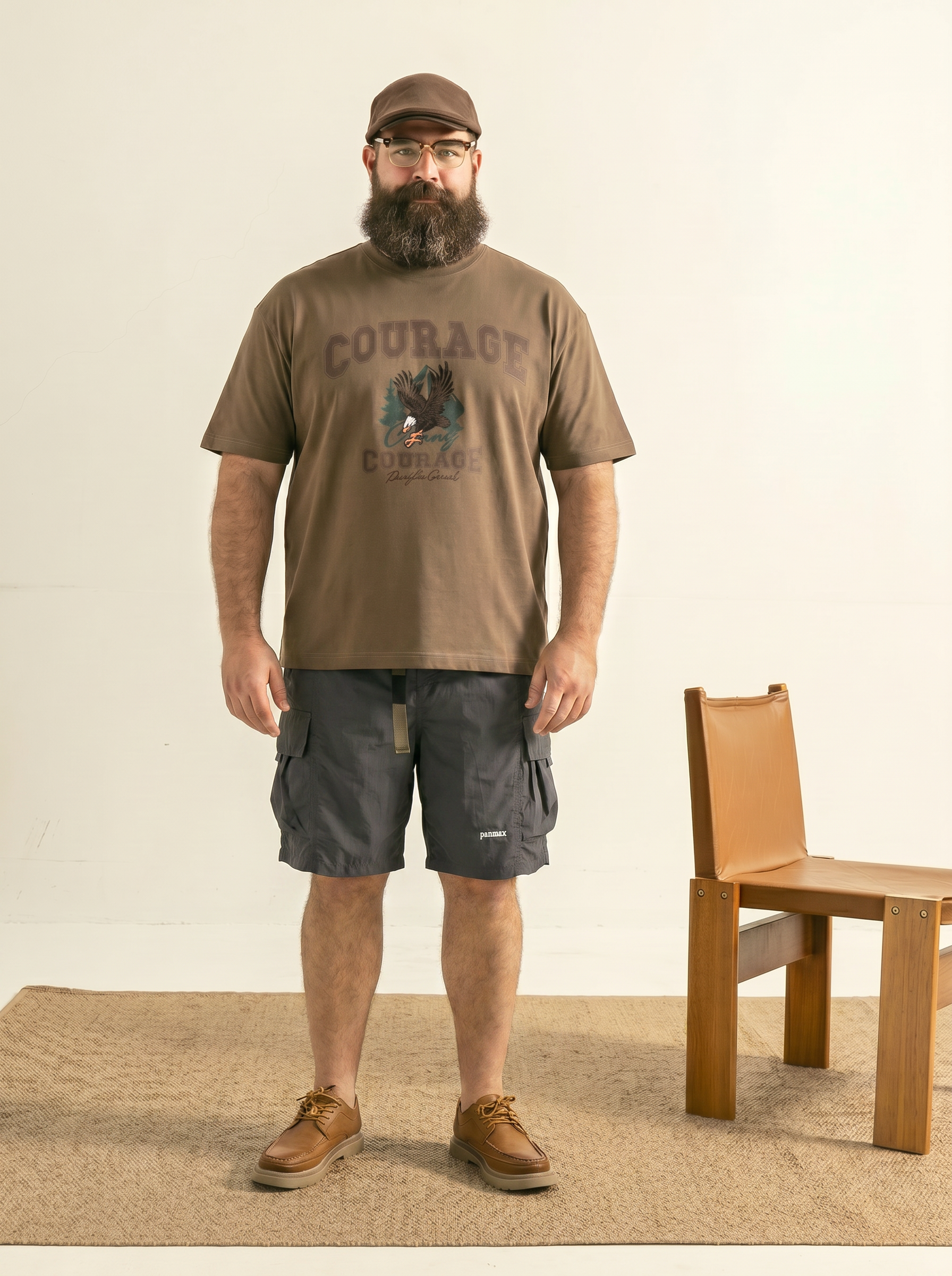 Men's spring and autumn workwear shorts with multiple pockets at the waist, drawstring shorts with functional design