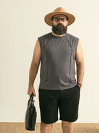 Plus-size men's cotton vest, sporty and casual, loose and thin for summer, sleeveless, trendy with rivets, breathable