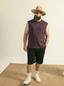 Plus-size men's cotton vest, sporty and casual, loose and thin for summer, sleeveless, trendy with rivets, breathable