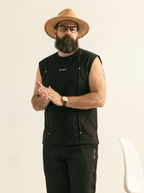 Plus-size men's cotton vest, sporty and casual, loose and thin for summer, sleeveless, trendy with rivets, breathable